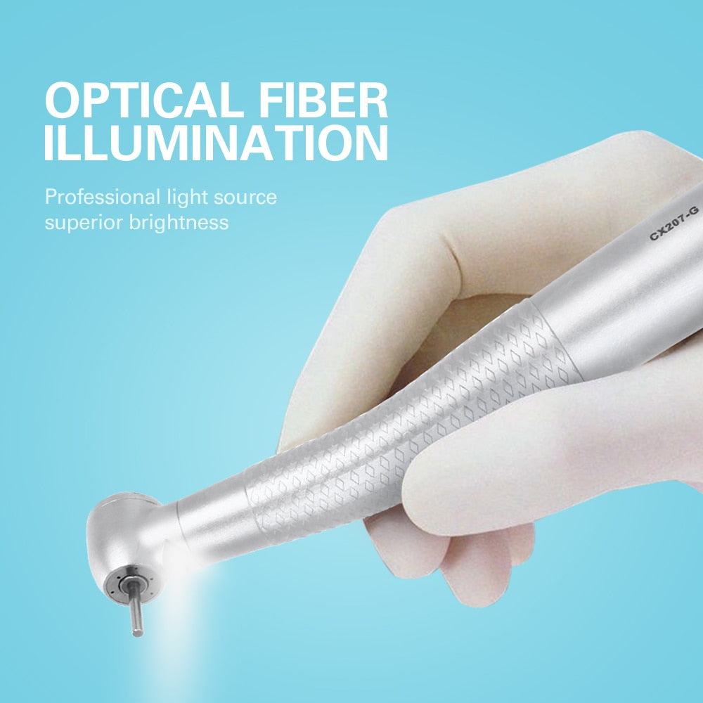 Dental LED Fiber Optic High Speed Push Button Handpiece 3 Way Spray 3 Air 6 hole Led Fiber Coupler - KiwisLove