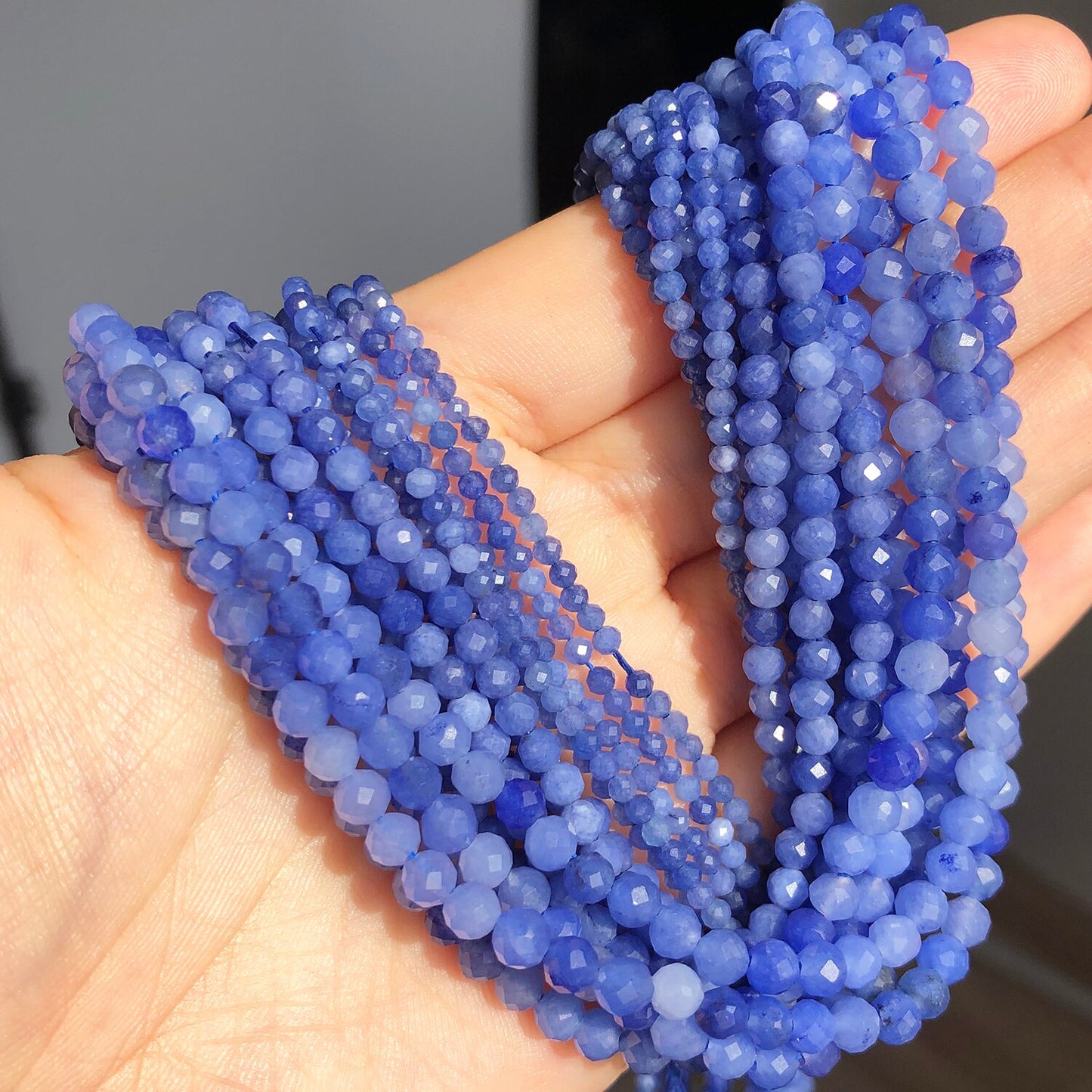Small 2 3 4 mm Gem Stone Natural Blue Aventurine Loose Spacer Beads for Jewelry Making DIY Bracelet Earrings Accessories 15&#39;&#39; - KiwisLove