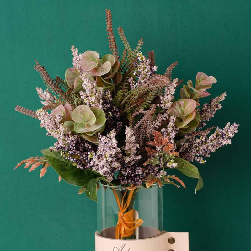 Nordic Cute Foam Artificial Lavender Flowers Wedding Home Decoration Table Autumn Bridal Bouquet High Quality Plastic Fake Plant - KiwisLove
