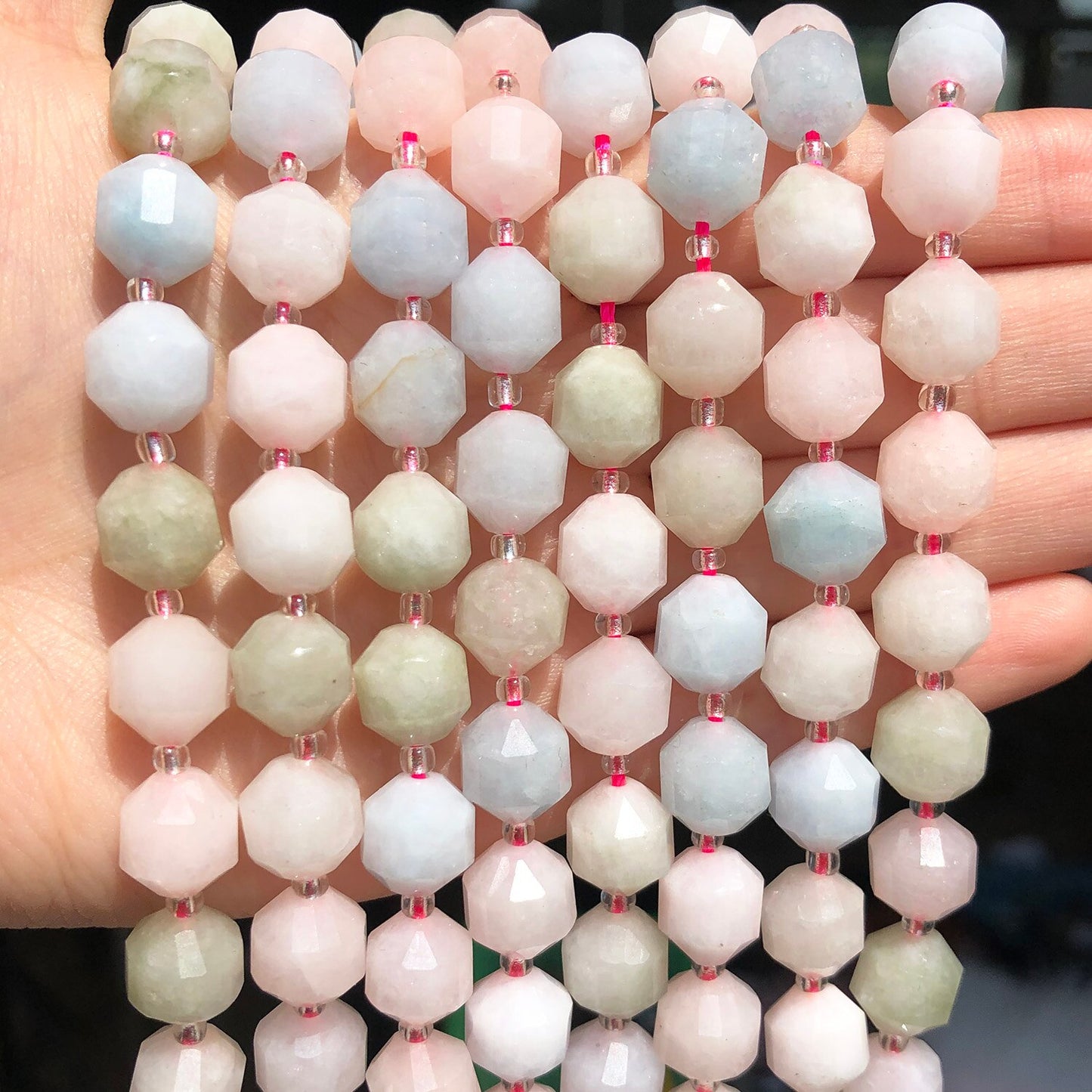 Natural Faceted Colorful Morganite Minerals Gems Beads Olive Shape Loose Beads For Jewelry DIY Making Bracelet Accessories 15&#39;&#39; - KiwisLove