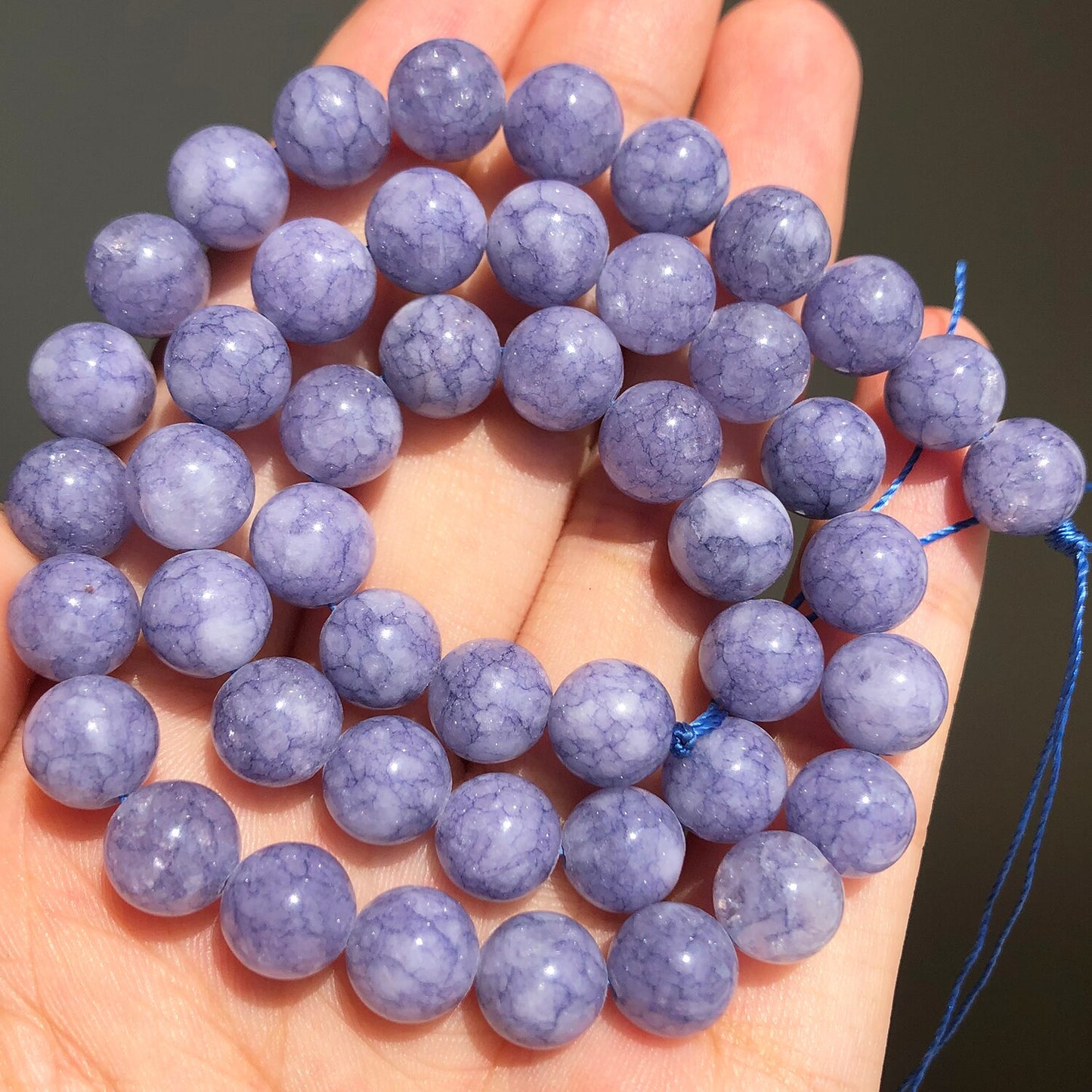 Natural Stone Pink Purple Blue Angelite Morganite Round Beads For Jewelry Jade Beads Making DIY Handmade Bracelet Neckalce 15&#39;&#39; - KiwisLove
