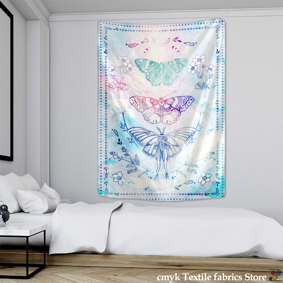 Psychedelic Butterfly Tarot Tapestry Wall Hanging Witchcraft Bohemian Hippie Tapiz Dormitory Home Decor - KiwisLove