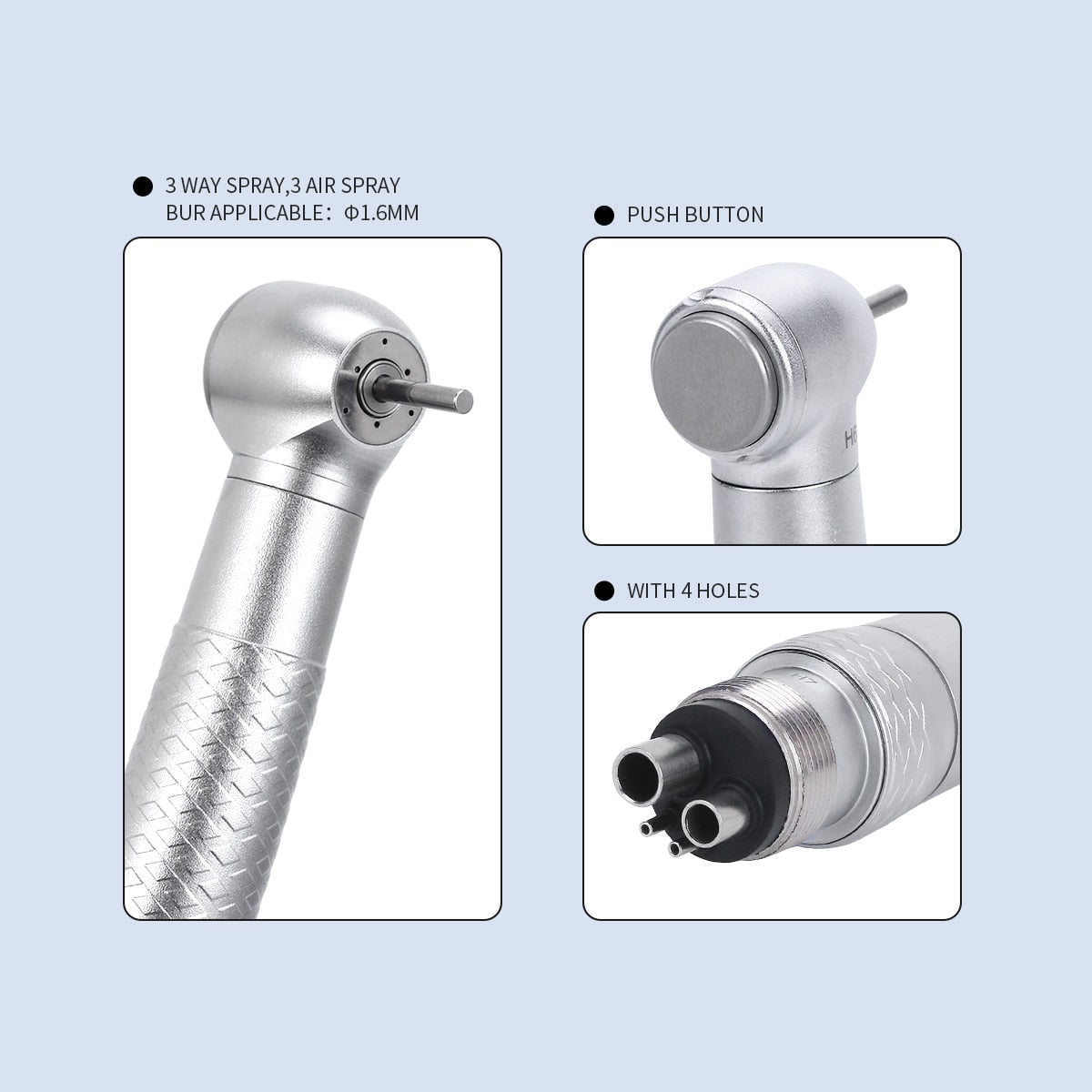 Dental Standard Push Button Turbine Water Spray High Speed Handpiece 4 Holes With Quick Coupling Dentist Tools - KiwisLove