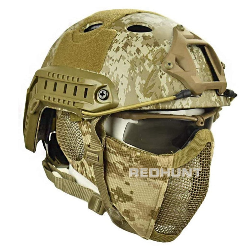 Tactical Helmet Mask Cs Airsoft Paintball Army War Game Motorcycle Hunting Solid Color Fast Helmet - KiwisLove