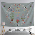 Moon Phase Tapestry Wall Hanging Plants Celestial Flowers Starry Sky Bohemian Witchcraft Hippie Home Decor - KiwisLove