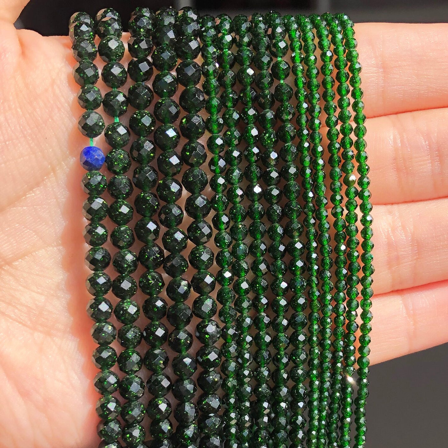 Natural Faceted Green Sand Waist Beads Small 2 3 4 mm Gem Stone Beads for Jewelry Making DIY Bracelet Earrings Accessories 15&#39;&#39; - KiwisLove