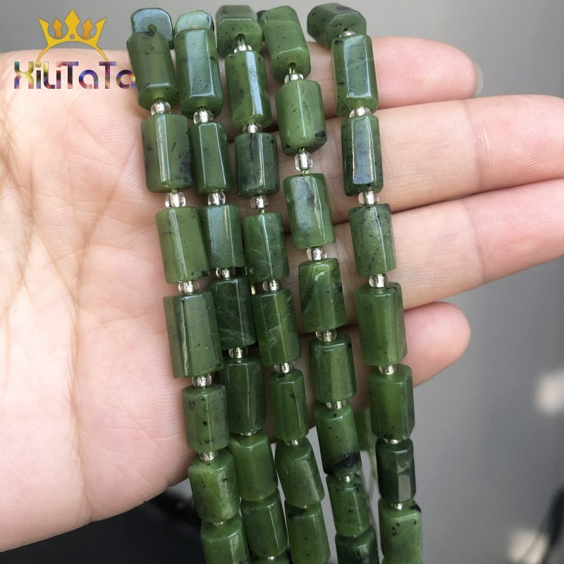 Natural Faceted Greenstone Canadian Jade Beads For Jewelry DIY Making - KiwisLove