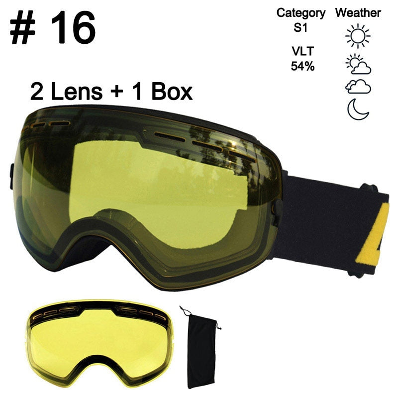 LOCLE Anti-fog Ski Goggles UV400 Ski Glasses Double Layers Skiing Snowboard - KiwisLove