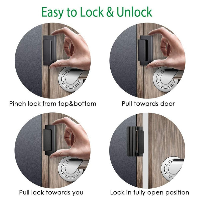 KAK Home Security Door Lock Childproof Door Reinforcement Lock with 3" Stop Withstand 800 lbs Upgrade Lock Defender Hardware - KiwisLove