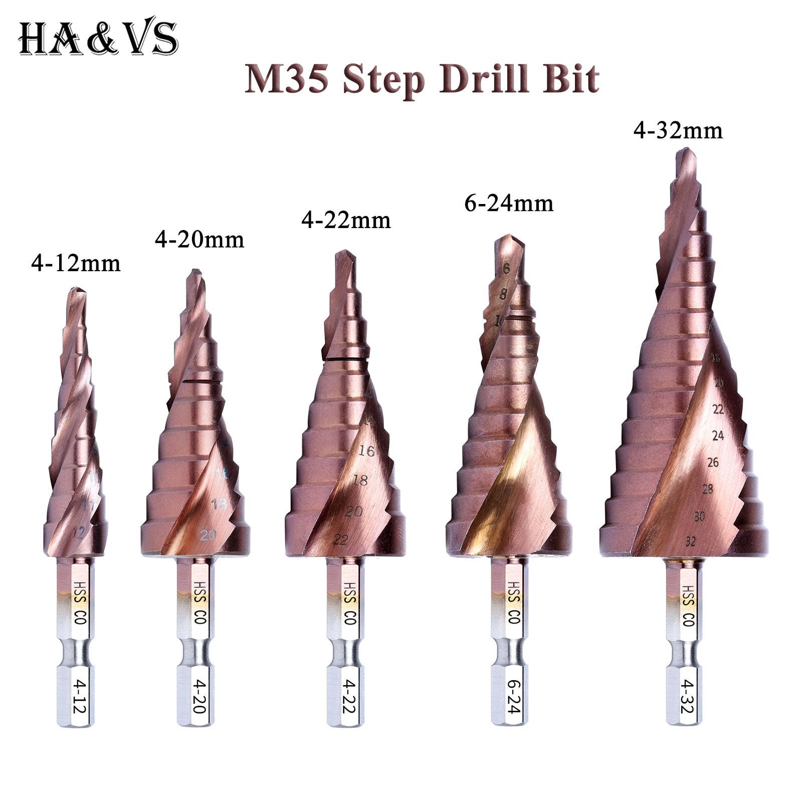 M35 5% Cobalt HSS Step Drill Bit HSS CO HSSCO High-Speed Steel Cone Hex Shank Metal Drill Bits Tool Set Hole Cutter For Stainles - KiwisLove