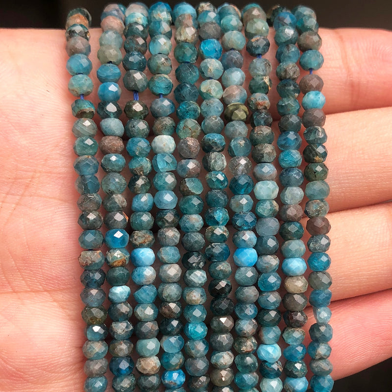 Blue Small Waist Beads Natural Stone Apatite Loose Rondelle Beads for Jewelry Making DIY Women&#39;s Bracelet Earrings 15&#39;&#39;Inch