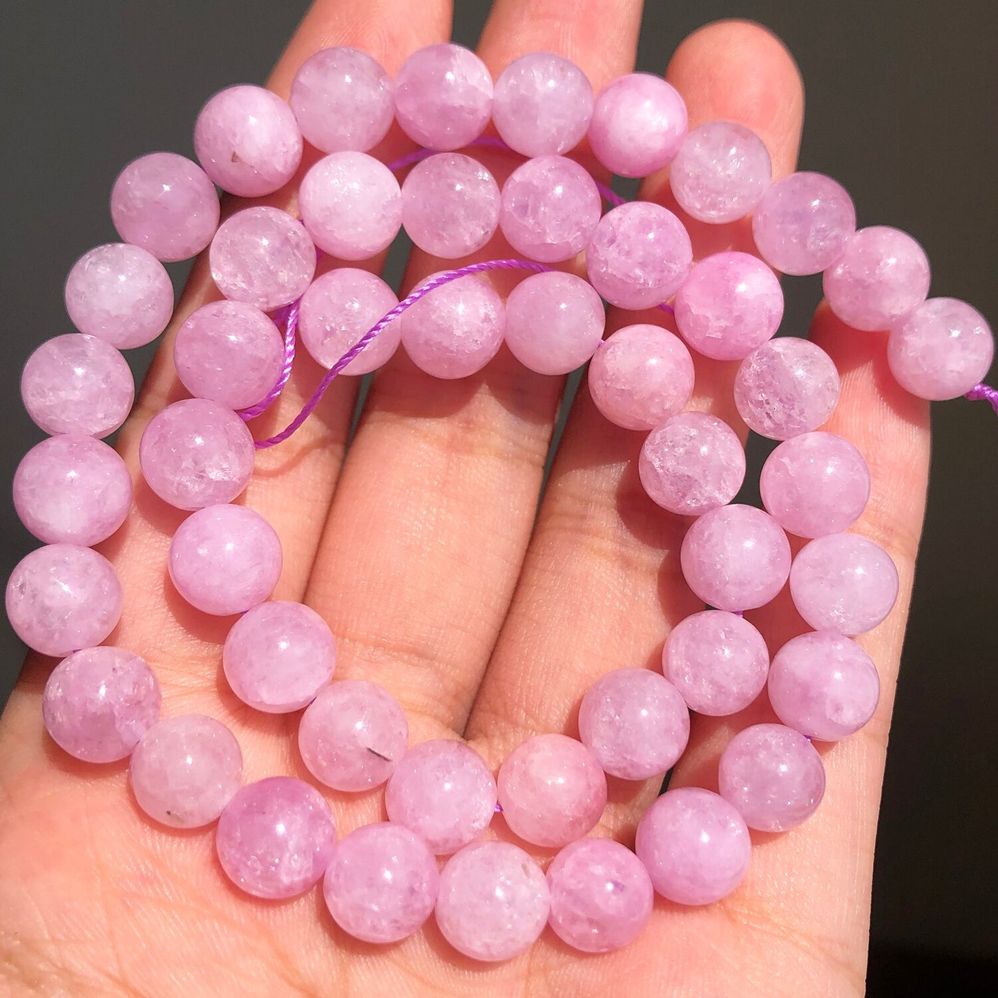 Natural Stone Pink Purple Blue Angelite Morganite Round Beads For Jewelry Jade Beads Making DIY Handmade Bracelet Neckalce 15&#39;&#39; - KiwisLove