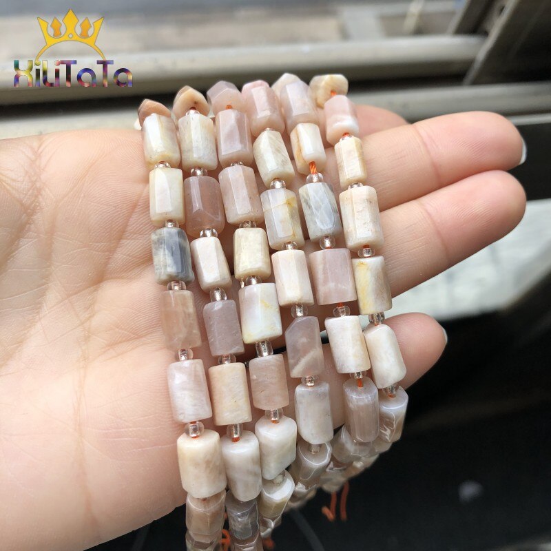 Natural Faceted SunStone Stone Beads Cylinder Shape Gem Spacer Beads For Jewelry Making DIY Charms Bracelet Accessories 7.5&#39;&#39; - KiwisLove