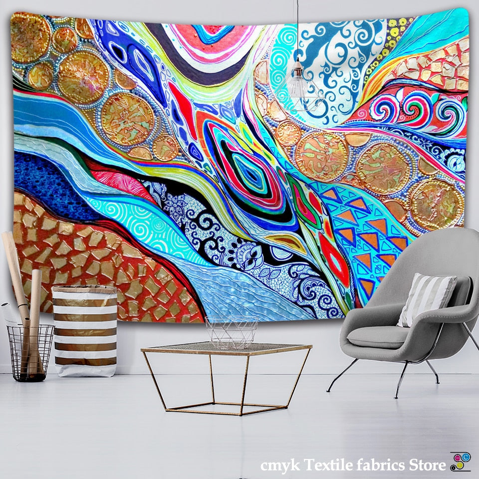 Mandela Wall hanging Tapestry psychedelic pattern yoga throw beach throw carpet Hippie Home Decor mandala Wall Tapestry Blanket - KiwisLove