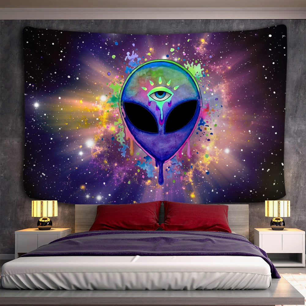 alien witchcraft Tapestry Hippie  Carpet Room Trippy Tapestry Wall Hanging  Witchcraft tapiz Dropship hippie deco wall hanging - KiwisLove