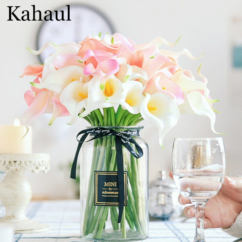 10Pcs PU Artificial Flowers Calla Lily Real Touch Bridal Bouquet High Quality Fake Flower Wedding Home Table Decoration Autumn - KiwisLove