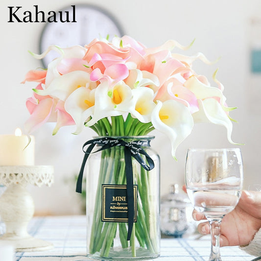 10Pcs PU Artificial Flowers Calla Lily Real Touch Bridal Bouquet High Quality Fake Flower Wedding Home Table Decoration Autumn - KiwisLove
