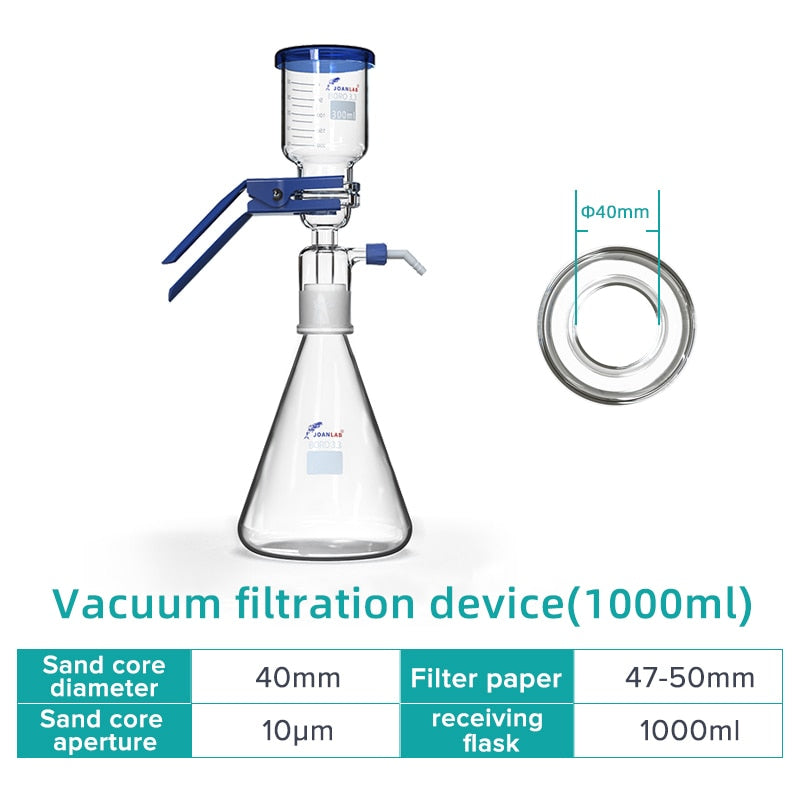 JOANLAB Official Store 1000ml Vacuum Filter Apparatus Laboratory Equipment Glass Filter Sand Core Liquid Solvent Membrane Filter - KiwisLove