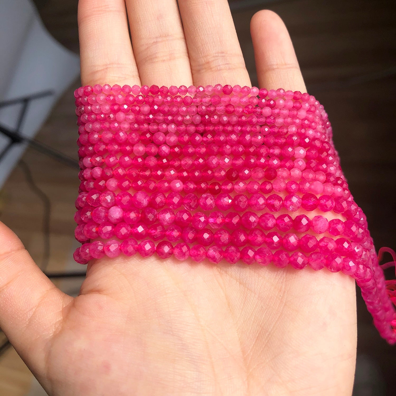 Natural Stone Faceted Fuschia Quartz Crystal Small Beads for Jewelry DIY 2 3 4mm Round Beads Making Bracelet Accessories 15&#39;&#39; - KiwisLove