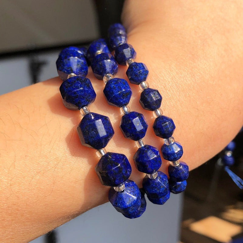 Natural Faceted Stone Olive Shape AB Lapis Lazuli Loose Minerals Beads for DIY Jewelry Making Bracelet Accessories 15&#39;&#39; 6 8 10mm