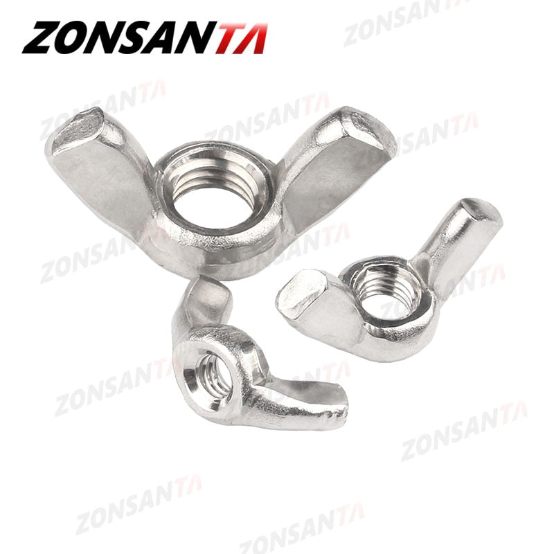 ZONSANTA Wing Nuts M3 M4 M5 M6 M8 M10 M12 304Stainless Steel Tighten Hand a Nut Butterfly Nut Ingot DIN315 Eye nuts - KiwisLove