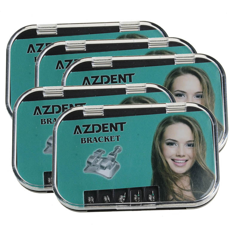 AZDENT 5 Packs Orthodontic Metal Monoblock Bracket Mini MIM Roth/MBT 0.022 U/L 5*5 345 Hooks - KiwisLove