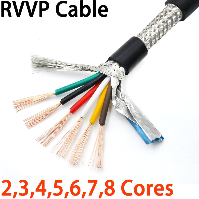 1 Meter 22 20 18 17 15 AWG RVVP Shielded Cable 2/3/4/5/6/7/8/10 Cores Bare Copper PVC Insulated  Control Line UL2547 Signal Wire - KiwisLove