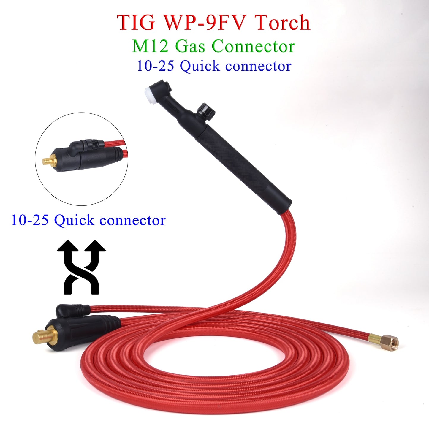 4M/13ft 7.8M/25.6ft WP9F 9FV TIG Welding Torch Soft Hose Cable Wires M12*1mm Gas Connector DKJ 10-25 35-50 Power Connector - KiwisLove