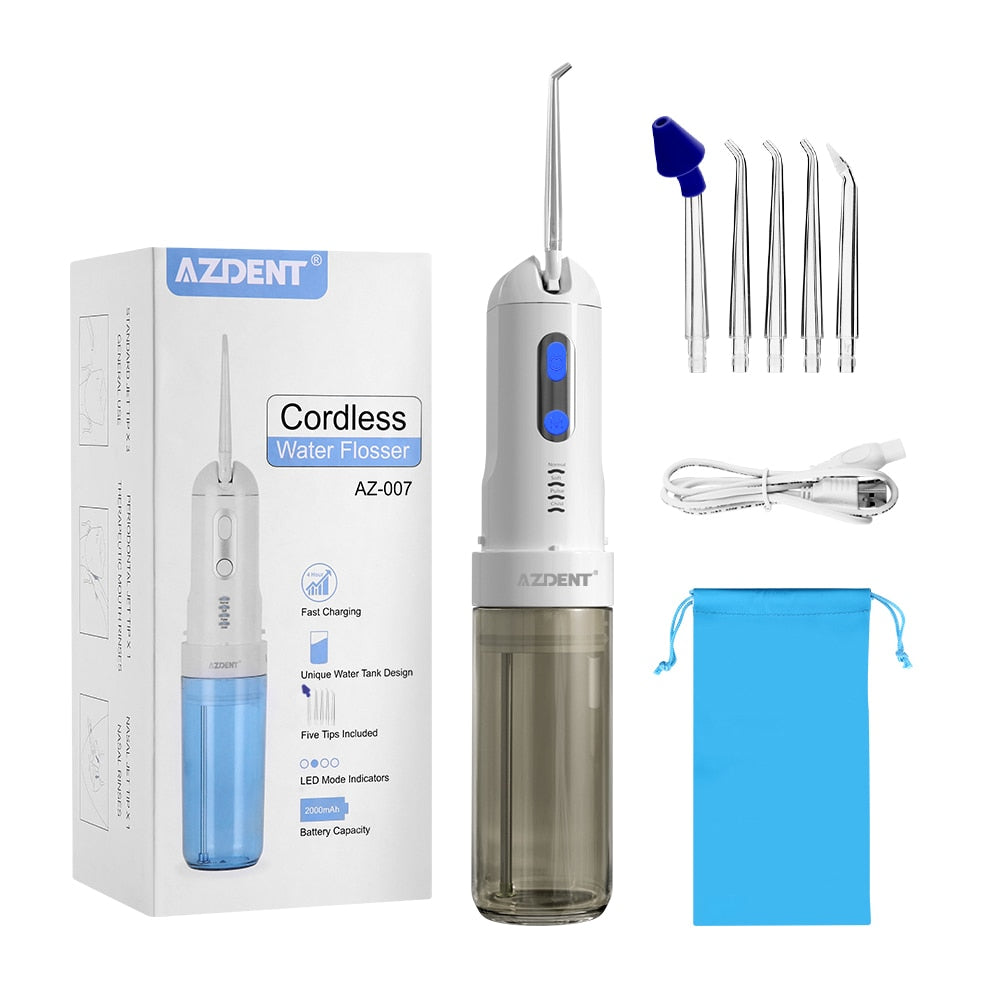 Azdent Oral Irrigator USB Rechargeable Water Flosser Portable Cordless Travel Foldable Dental Teeth Cleaner - KiwisLove