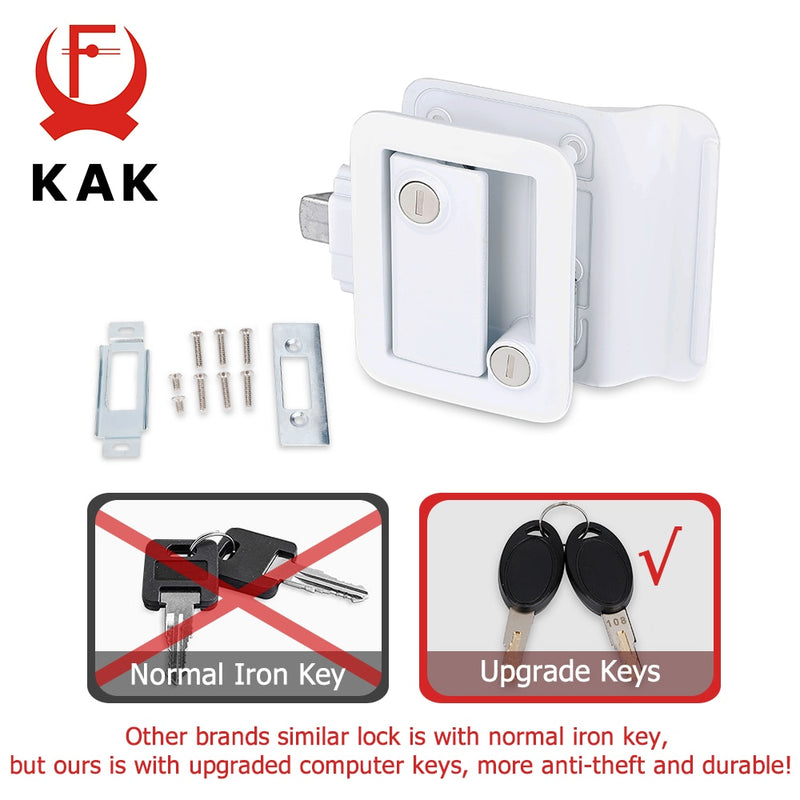 KAK RV Trailer Camper Entry Door Lock Handle Zinc Alloy Security RV Door Lock Replacement with Deadbolt Computer Key Door Handle - KiwisLove