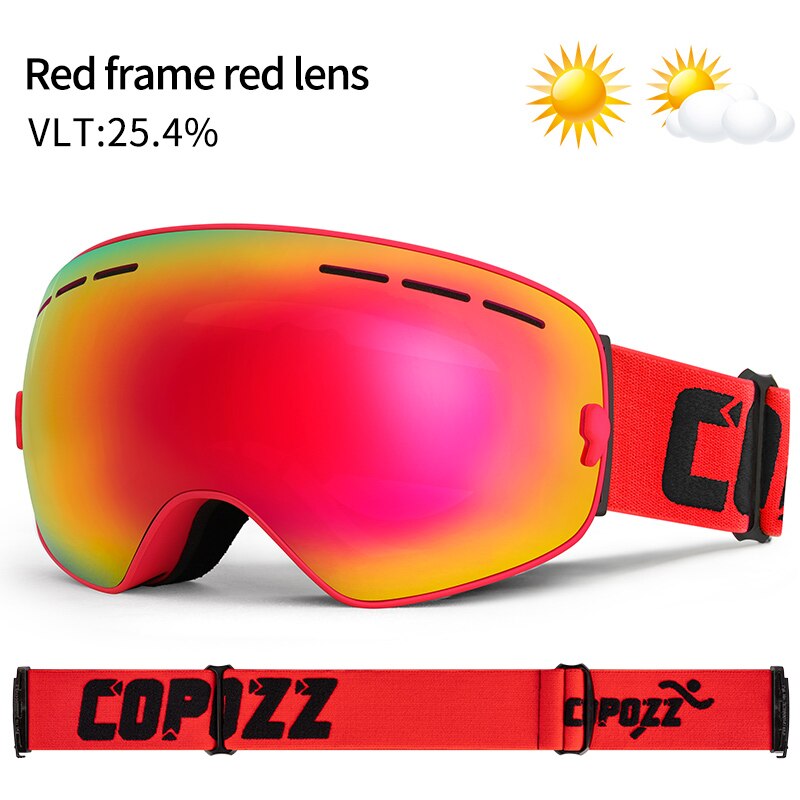 COPOZZ Brand Professional Ski Goggles Double Layers Lens Anti-fog UV400 Big Ski Glasses Skiing Snowboard Men Women Snow Goggles - KiwisLove