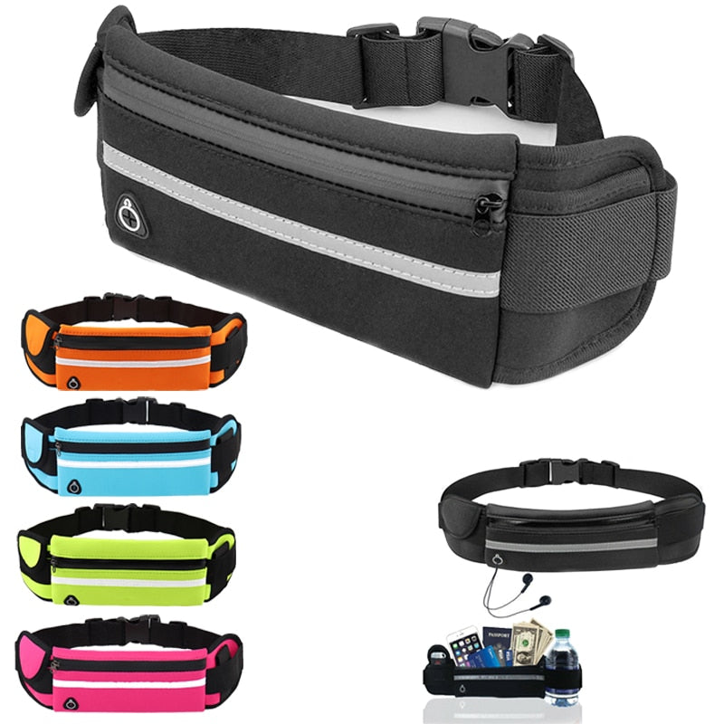 Running Bag Mini Fanny Pack Portable USB Earphone Waist Bag waterproof Phone Belt Case - KiwisLove