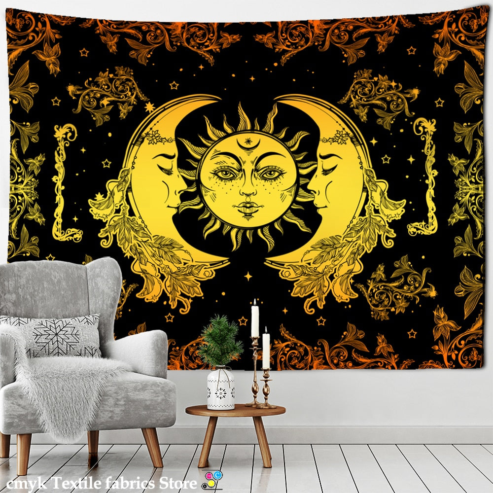 Colorful Sun Moon Tapestry Universe Psychedelic Witchcraft Hippie Tapiz Wall Hanging Room Home Decor - KiwisLove