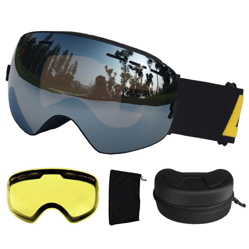 LOCLE Anti-fog Ski Goggles UV400 Ski Glasses Double Layers Skiing Snowboard - KiwisLove