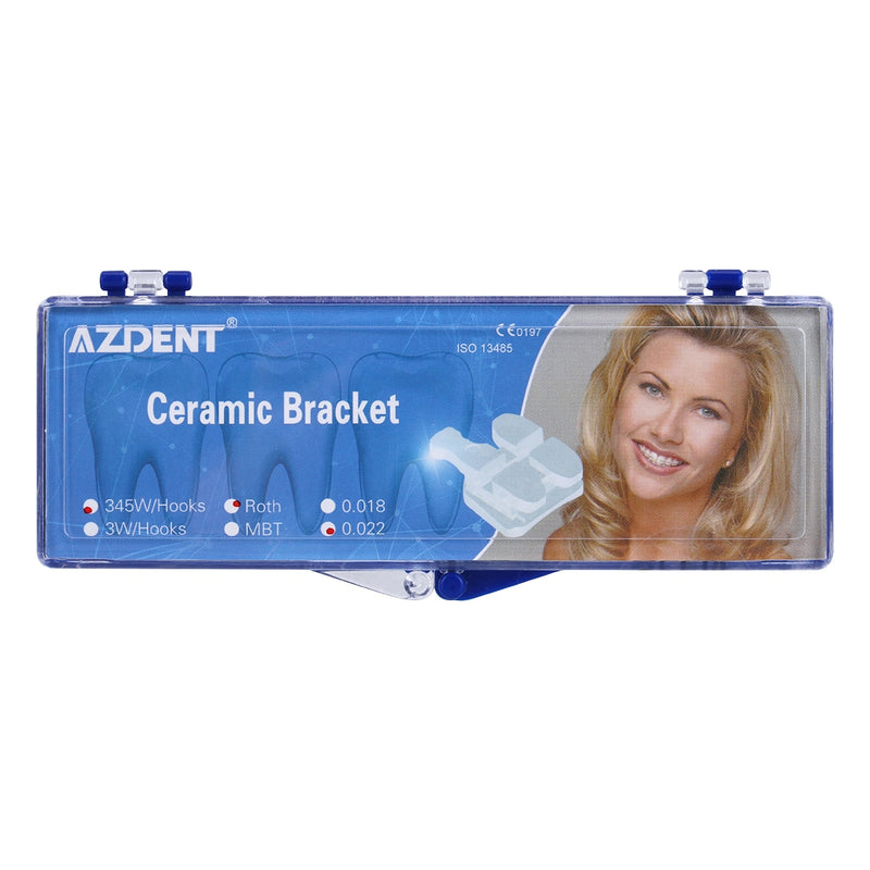 AZDENT Dental Orthodontic Ceramic Brackets Braces Mesh Base MBT/Roth 022/018 345 Hooks - KiwisLove