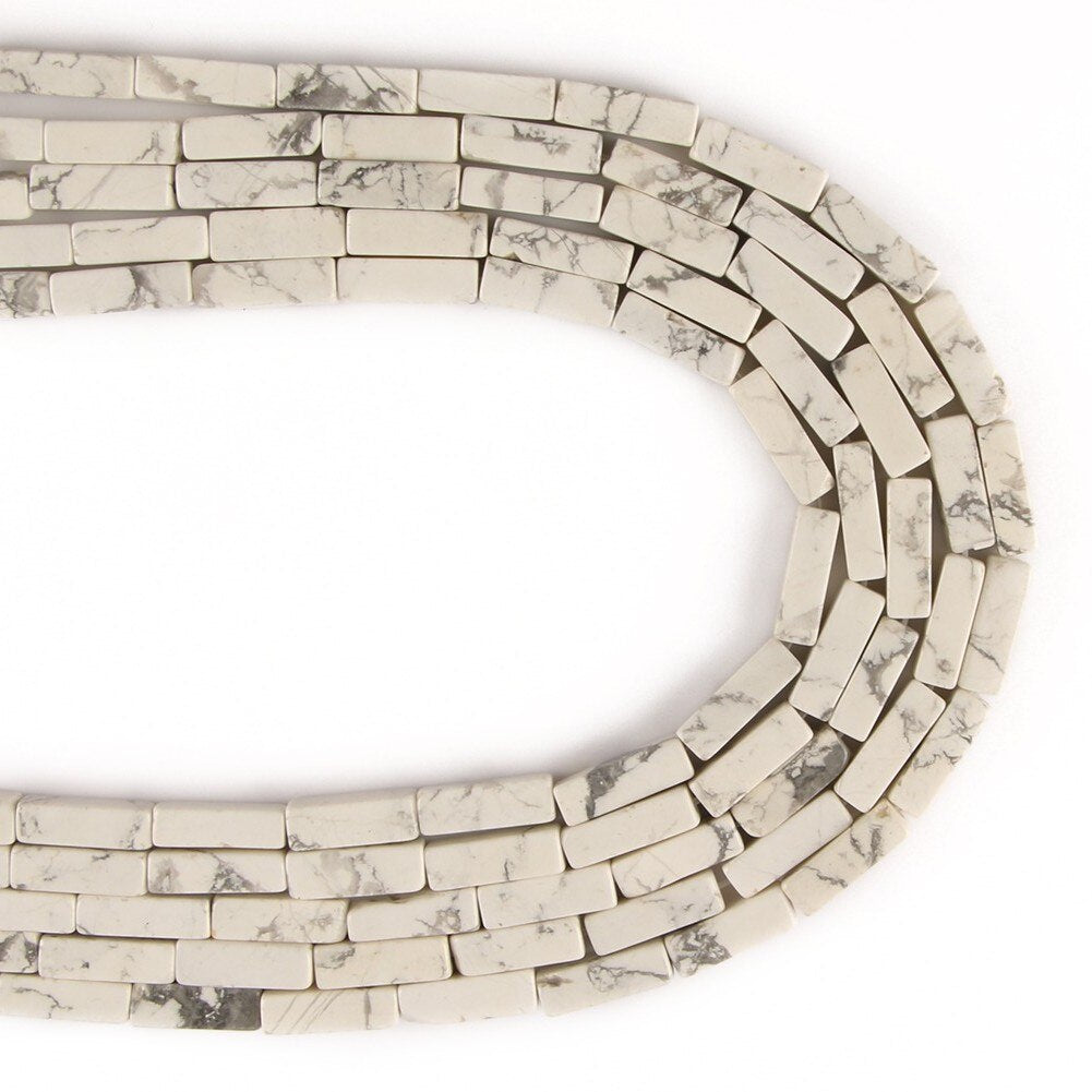 4x13mm Natural Stone Tube Rectangle Sea Sediment Lapis Lazuli Opal Quartz Beads for Jewelry DIY Bracelet Charms Accessories 15&#39;&#39; - KiwisLove