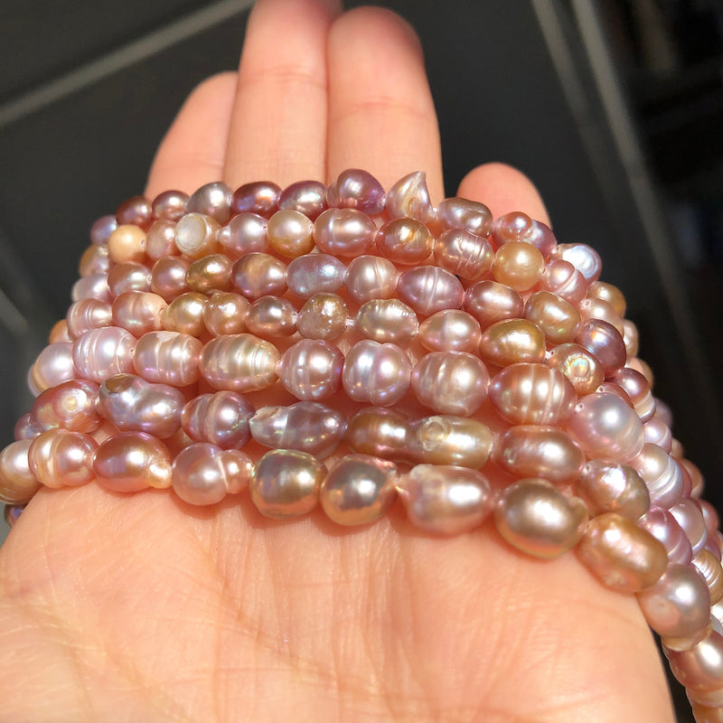 Natural Freshwater Purple Pearls Beads Rice Shape Punch Loose Beads for Jewelry Making Handmade DIY Charm Bracelet Necklace 15&quot; - KiwisLove