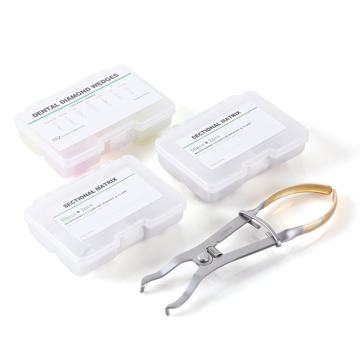 Dental Sectional Contoured Metal Matrice Matrix Refill Kit Resin Clamping Ring Dental Forceps Diamond Wedge Autoclavable - KiwisLove