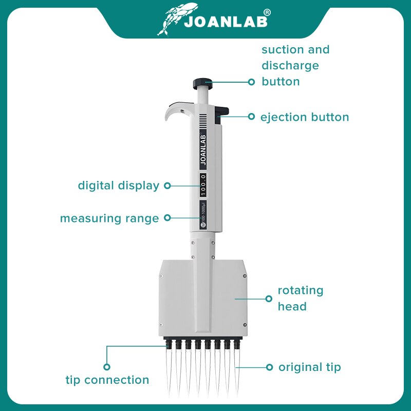 JOANLAB Official Store Multichannel Pipette Lab Equipment Manual Digital Adjustable Micropipette 8 Channels Pipette 12 Channels - KiwisLove