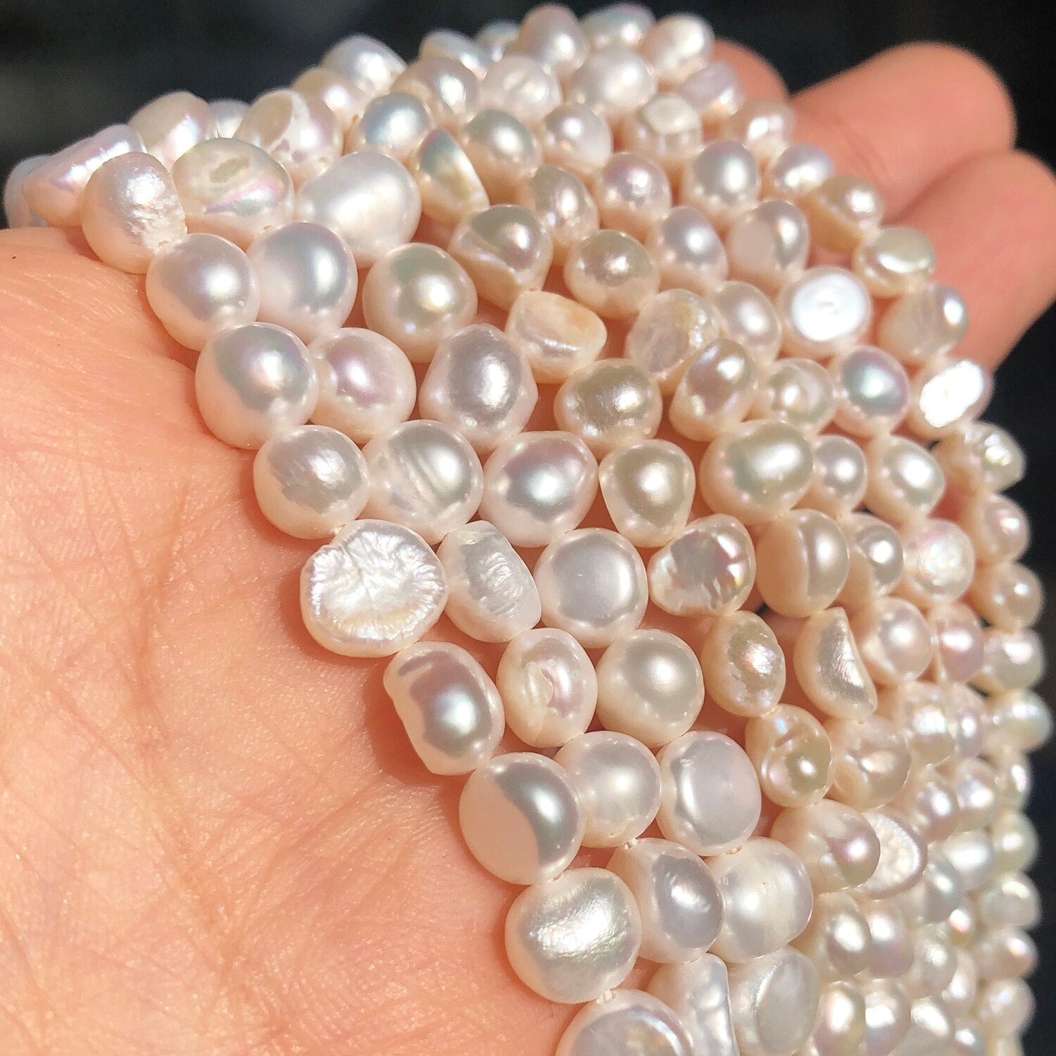 4-8mm Fine Natural Pearl Beads White Freshwater Pearl Punch Beads for DIY Craft Bracelet Necklace Jewelry Making 15&#39;&#39;inches - KiwisLove
