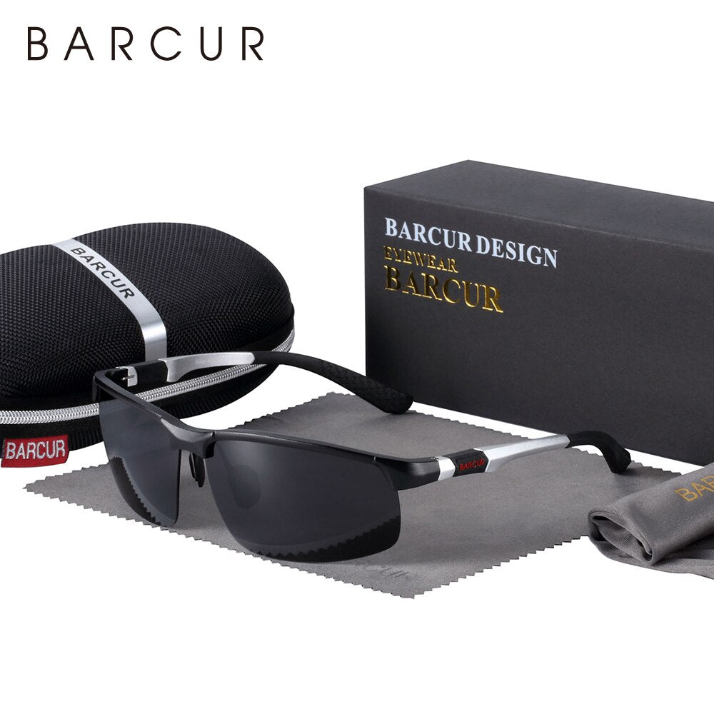BARCUR Aluminium Magnisium Sport Sunglasses Polarized Light Weight Driving Glases Men Women - KiwisLove