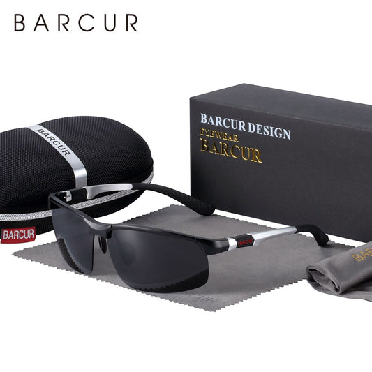 BARCUR Aluminium Magnisium Sport Sunglasses Polarized Light Weight Driving Glases Men Women - KiwisLove