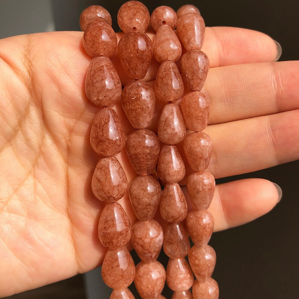 7*10 8*12 10*14mm Sun Stone Beads Water Drop Loose Spacer Beads For Jewelry Making DIY Bracelet Accessories 15&#39;&#39;Inches - KiwisLove