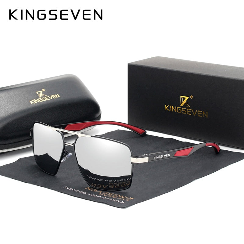 KINGSEVEN Aluminum Men's Sunglasse Polarized Lens Brand Red Design Temples Sun glasses Coating Mirror Glasses Oculos de sol 7719 - KiwisLove