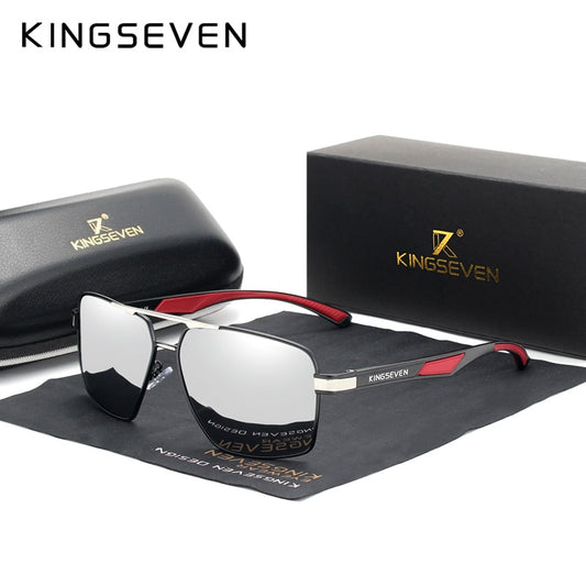 KINGSEVEN Aluminum Men's Sunglasse Polarized Lens Brand Red Design Temples Sun glasses Coating Mirror Glasses Oculos de sol 7719 - KiwisLove