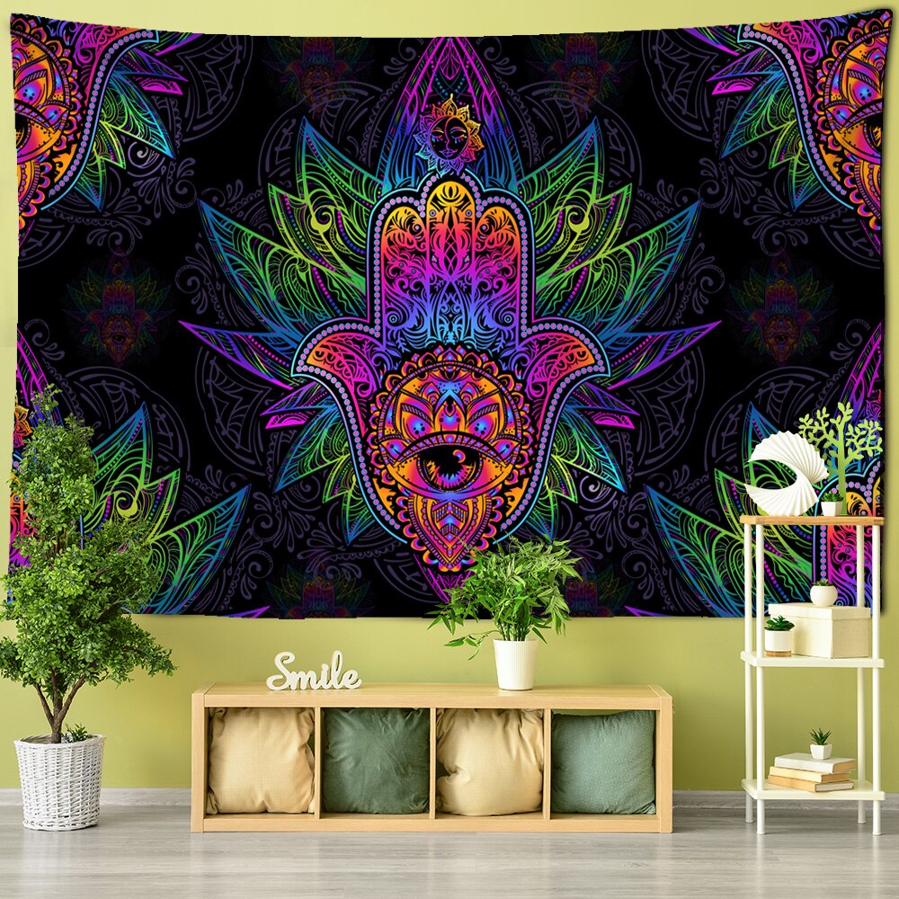 Sun Print Tapestry Wall Hanging Family Bedroom Decorated With Mysterious Bohemian Tarot Magic Indian Witchcraft Wallpaper - KiwisLove
