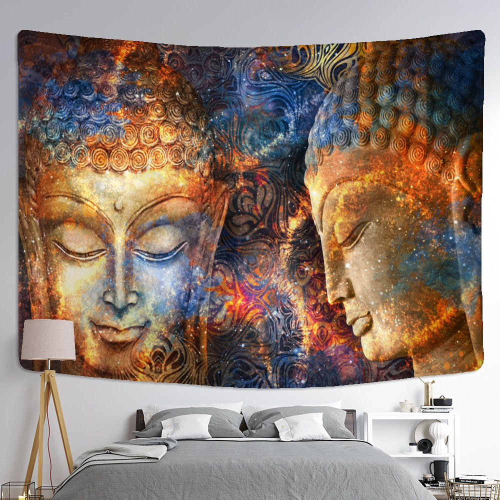 Psychedelic Indian Buddha Tapestry Wall Hanging Bohemian Religious Belief Tarot Card Hippie Mandala Home Decor - KiwisLove