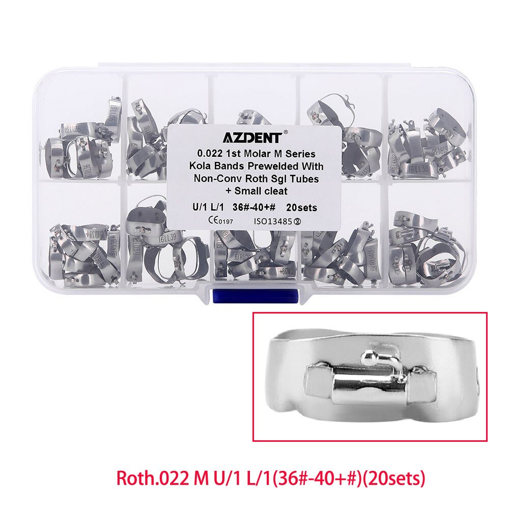 4 PCS/Set,Total 20 Sets  Azdent Dental Orthodontic 1st Molar Bands  M series Bands Prewelded With Buccal Tube Conv - KiwisLove