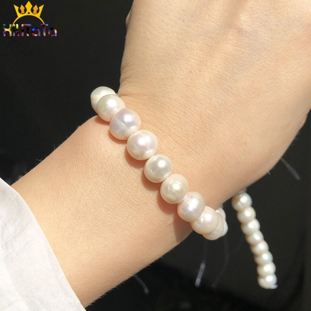 9-10mm High Quality Natural Freshwater Pearls Round Beads For Jewelry Making DIY Bracelet Necklace Accessories 15&#39;&#39; Strands - KiwisLove