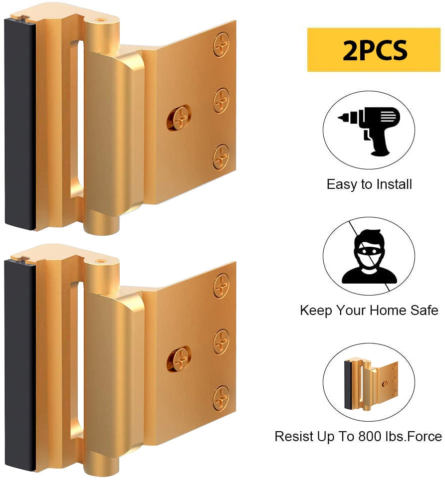 KAK Home Security Door Lock Childproof Door Reinforcement Lock with 3" Stop Withstand 800 lbs Upgrade Lock Defender Hardware - KiwisLove